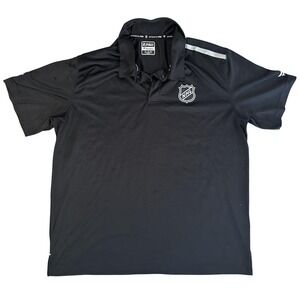 NHL Shirt Polo Mens 2XL Black Hockey Short Sleeve Authentic Pro Polo Fanatics